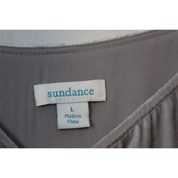 Sundance Floral Lace Cascade Velvet Blouse Bell Sleeve Gray Size Large H14079 - Picture 5 of 11